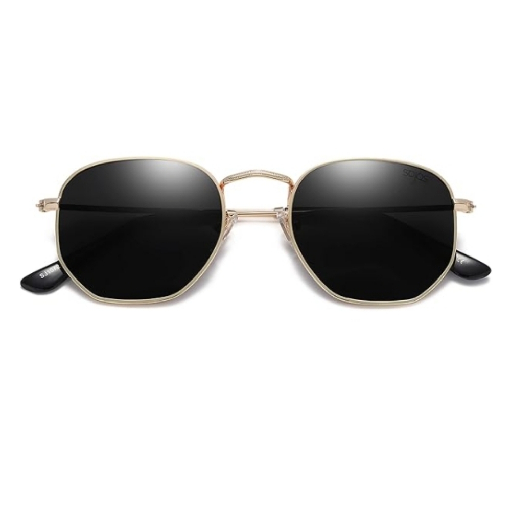 Polarized Hexagonal Sunglasses Polygon Shades SJ1072 Black Gold
